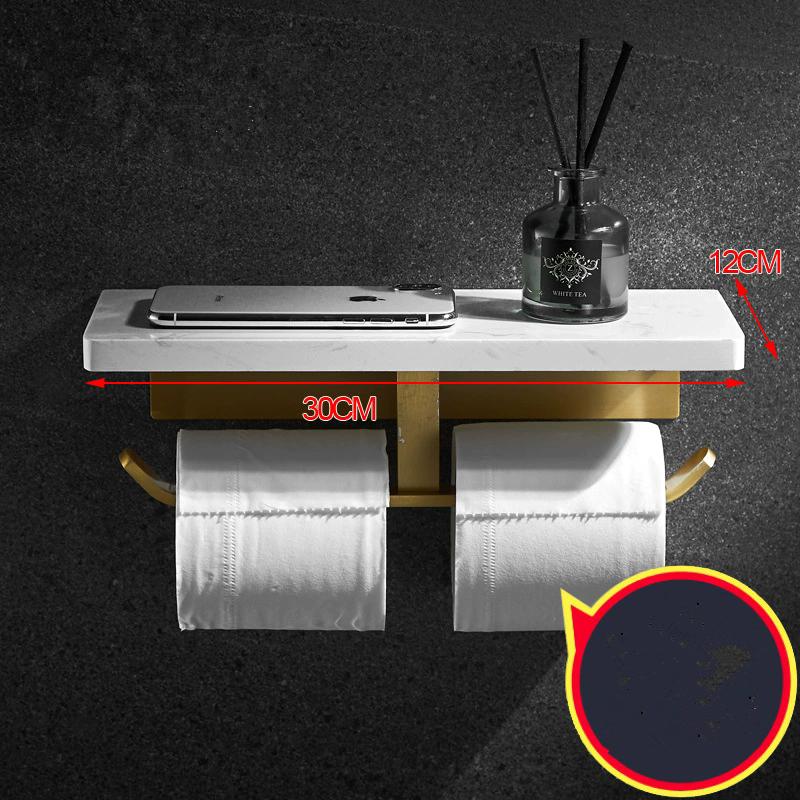 White Marble Bathroom Paper Holder with Phone Holder Brushed Gold Paper Roll Holder Tissue Holder Rack Toilet Paper Holder