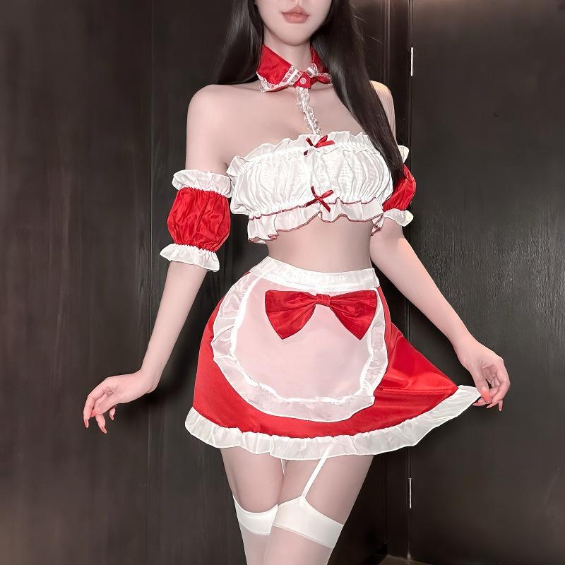 Sex lingerie sexy cos christmas red maid sweet suit free of passion pure lust temptation qqny