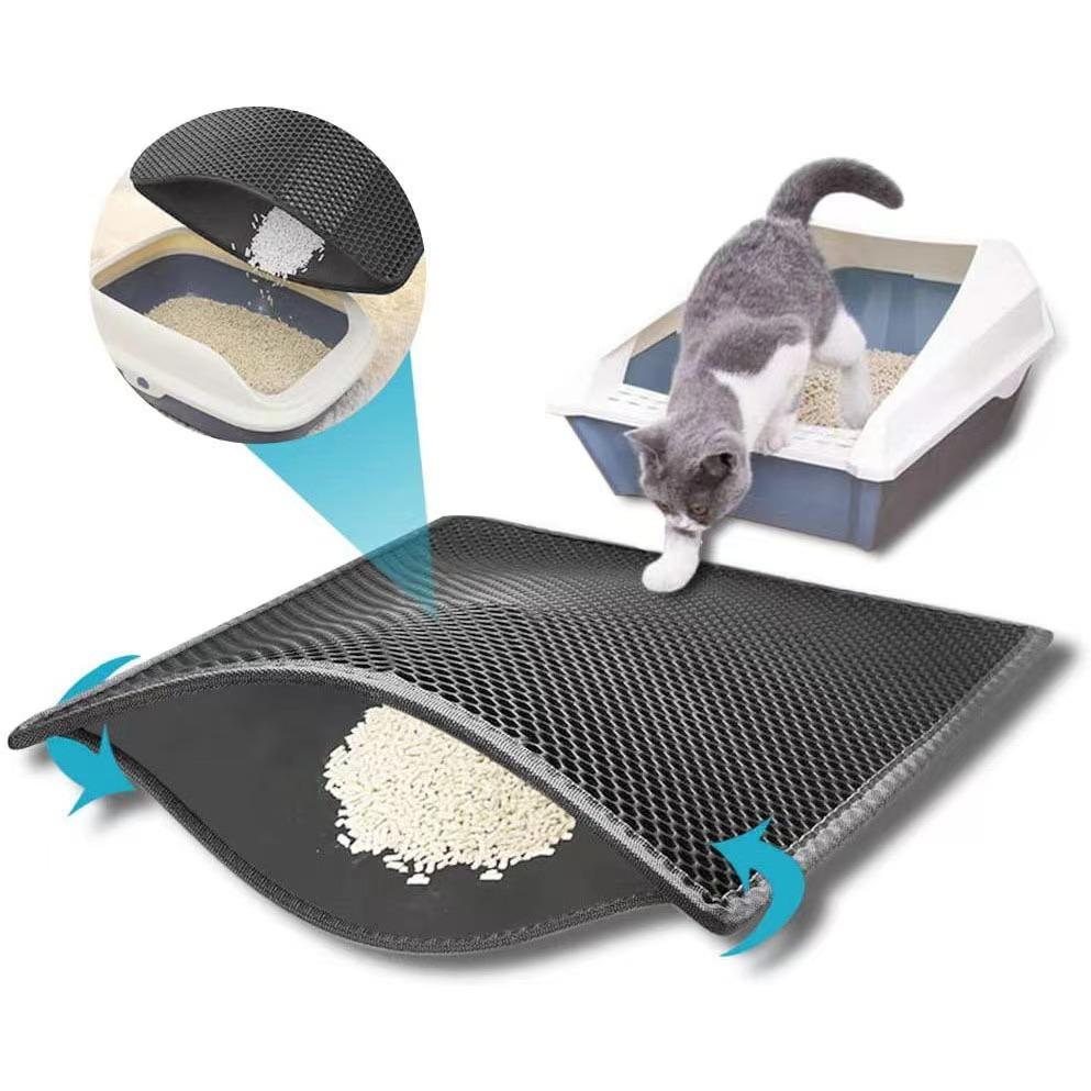 Cat Litter Mat Capture Mat Double Layer Design Large Size Waterproof and Urine Proof Suitable for Cat Litter Box Easy To Clean