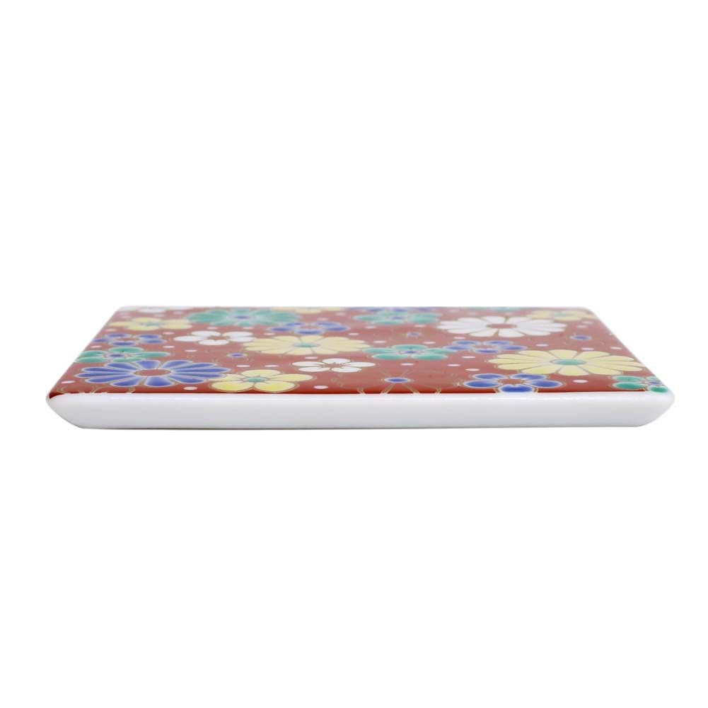 Made in Kutani Kutani Gosai ceramic square flat auspicious plum and chrysanthemum wedding grand opening Japan, ware, (five colors), porcelain,