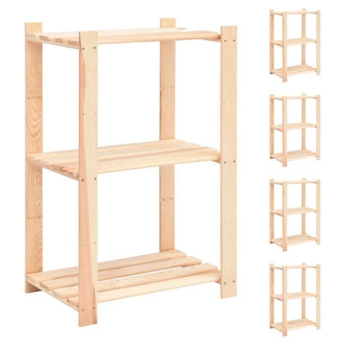VidaXL 3-Tier Storage Shelves 5 Pcs 60x38x90 Cm Pine 150 Kg