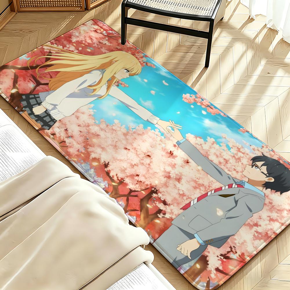 Anime Y-Your Lie In A-April Floor Mat Soft Flannel Floor Mat Suitable for Entryways, Living Rooms, Bedrooms, and Bathrooms