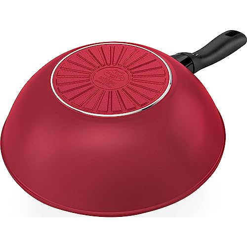 Ballarini Caprera Frying Pan/Wok, 28cm, Red, Made in Italy, Ceramic Coating, Induction Compatible, [Official Product in Japan] CAPRERA Z1026-000