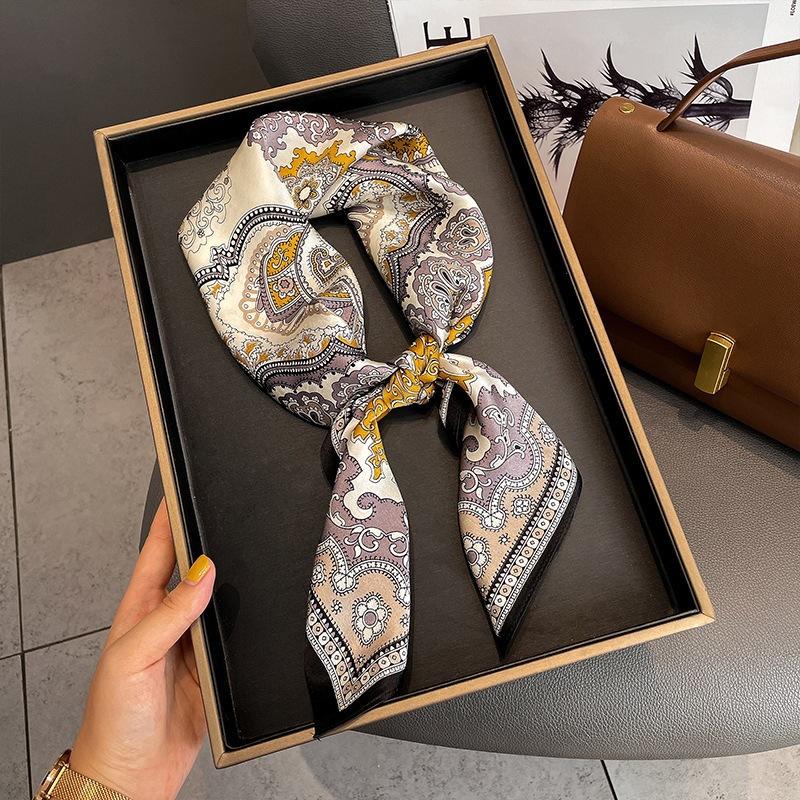 Hangzhou silk 111 mulberry silk scarf Nordic simple striped silk scarf women's 71cm square scarf scarf shawl