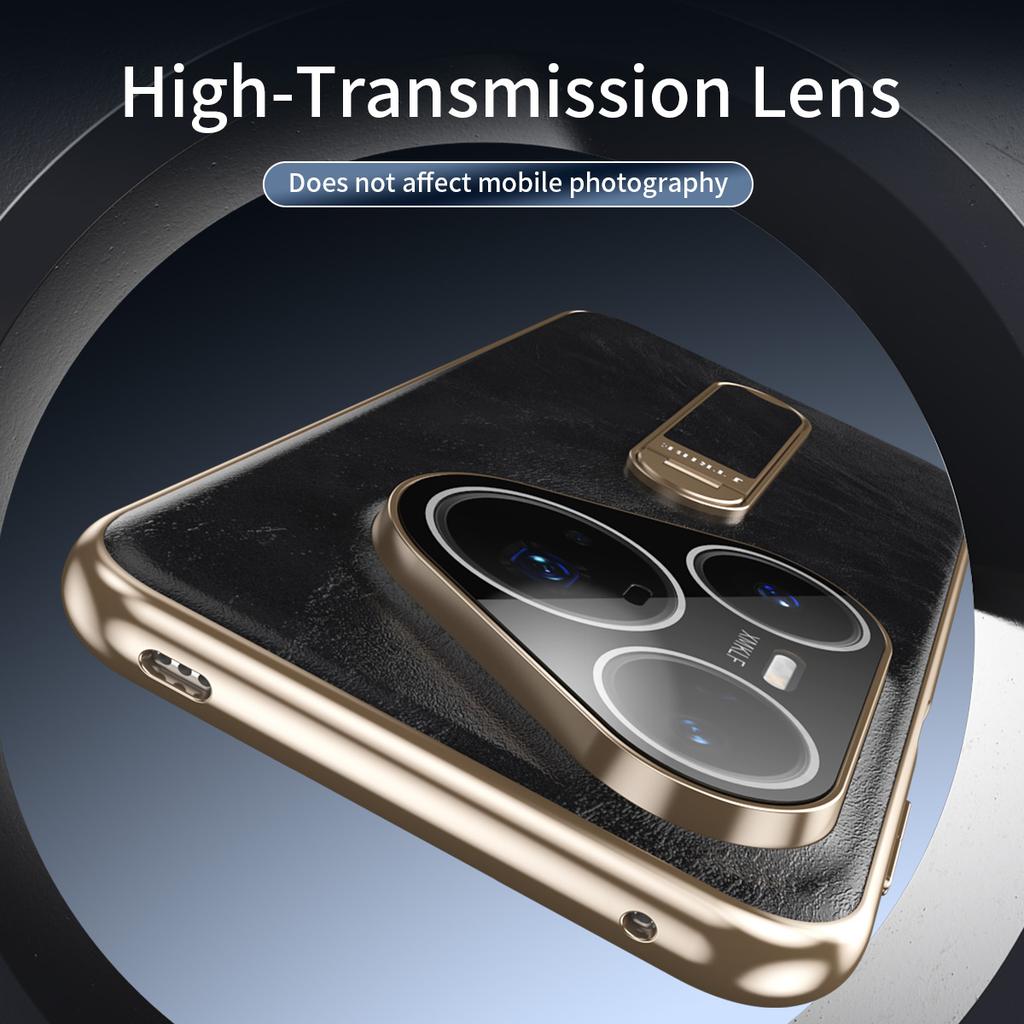 Hochwertige Vegane Lederhülle Für iphone Huawei Pura 80 70 Pro Ultra Linsenschutz Vollschutz Metallständer Beschichtete Hülle