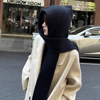 Fashion Balaclava Scarf Hat Winter Warm Earmuffs Cap For Women Girls Thicken Neck Ear Protector Beanies Outdoor Hooded Scarf
