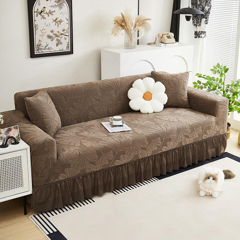 Ginkgo Leaf Skirted Sofa Cover All Inclusive All Purpose Set  All Season Universal New Anti Cat Scratch Elastic Protective Cover