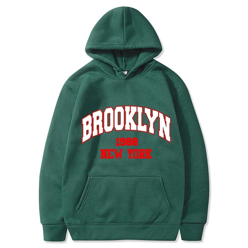 Autumn Winter Brooklyn1988 New York Printed Solid Color Hoodie Classic Coat Daily Casual Hoodie Street Sweatshirt Gift