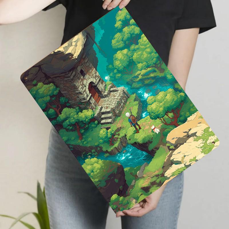 

Vintage Game Style Fantasy Forest Ruins Explorer Metal Wall Art Living Room Study Decor 20x30cm（7.8x11.8inch）