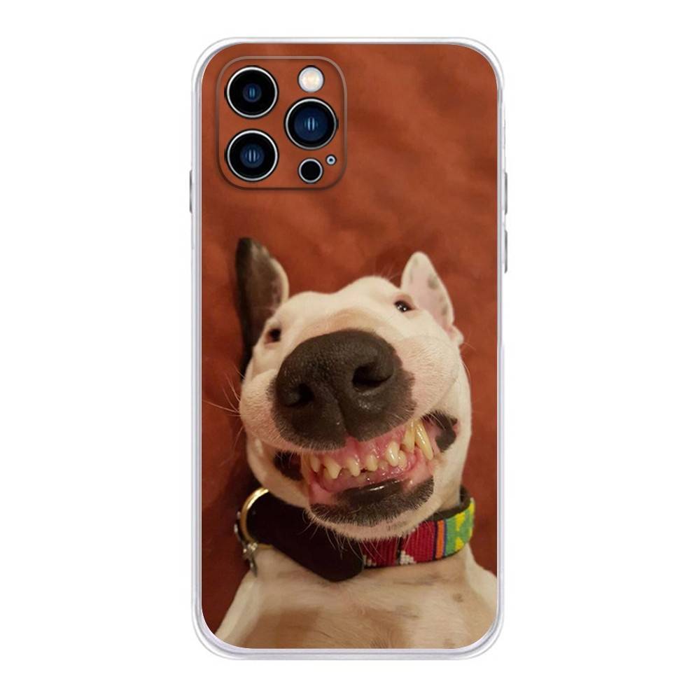Funny Bull Terrier Dog Phone Case For iPhone 17 16,15,14,13,12,11 Plus,Pro,Max,XR,Plus,E,Mini Transparent Soft Cover