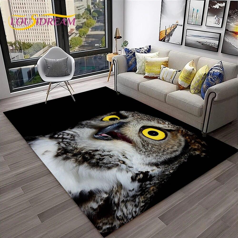 3D Cartoon Cute Owl Series Carpet Rug for Home Living Room Bedroom Sofa Kitchen Doormat Decor,Child Area Rug Non-slip Floor Mat