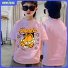 Boys' T-shirt paired with cool Garfield print fashionable summer round neck top