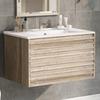 Bathroom Sink Cabinet with Drawer Modern Natural White Wood Grain Heavy Duty Lavatory Wall Mount Wash Basin Vanity Cabinet