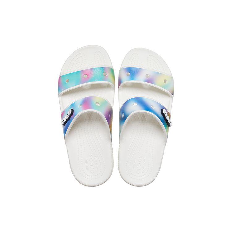 Crocs Classic Aurora Colorful Slide Sandals Unisex Sandals White 207771-94S