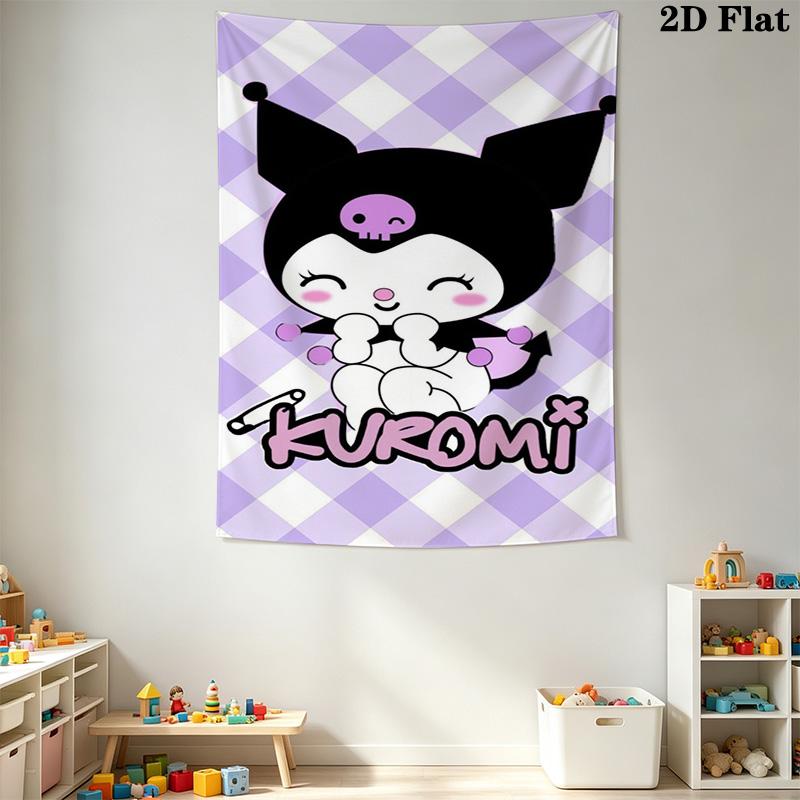 Kawaii Kuromi Tapestry Cute Room Tapestry Fashion Print Background Cloth Home Decor Homestay Soft Decoration Tapestry Background Wall Hanging Cloth