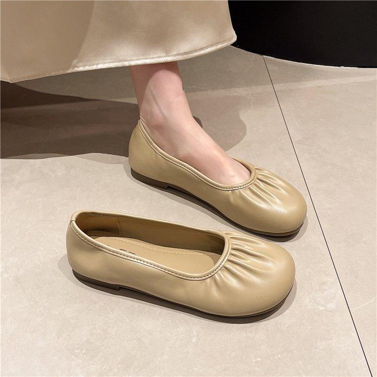 French gentle wind shallow mouth grandma shoes women's 2025 new summer with skirt one pedal soft flat sole maternity shoes