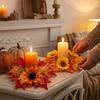 Plastic Circular Sunflower Maple Candle Ring Wreath Harvest Pillar Candle Surround Ring  Home Decor