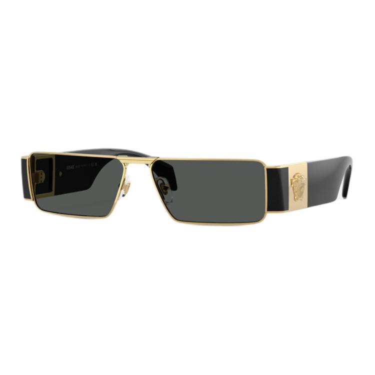 

Versace Metal Rectangular Sunglasses Men sunglasses Black Gold O2286-O10028757_ONUL 57,Black/Gold