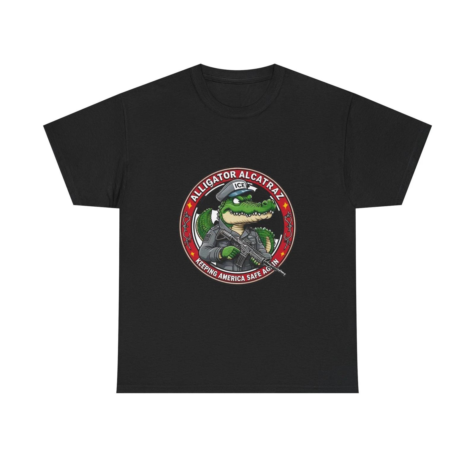 Alligator Alcatraz Graphic Tee Florida Everglades Cotton T-Shirt for Casual Wear S