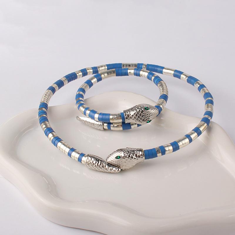 

Модный браслет-ошейник в виде змеи для женщин серебряный