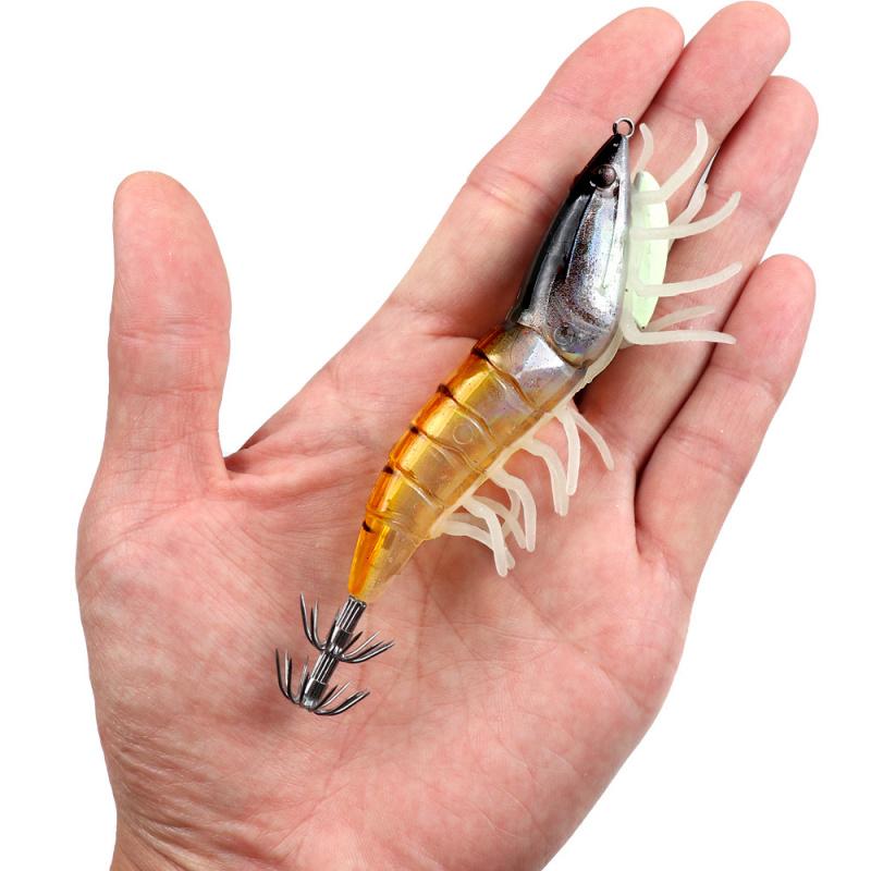 Umbrella-shaped Hook Luminous Fake Shrimp Bait12cm22gSea Fishing Lure Night Fishing Squid Special Bait