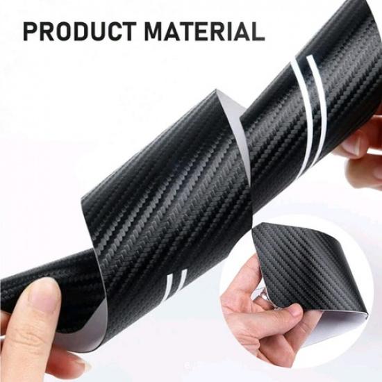 4Pcs Carbon Fiber Leather Car Door Sill Cover Protector Sticker Accessory White