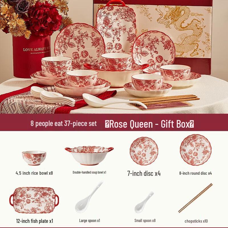 Rose Queen Ceramic Dinnerware Gift Set