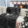 Faux Rabbit Fur Throw Blanket, Super Heavy Warm Cozy Blankets for Couch Bed Sofa, Bubble Plush Fuzzy Elegant Soft Reversible Mink Blanket