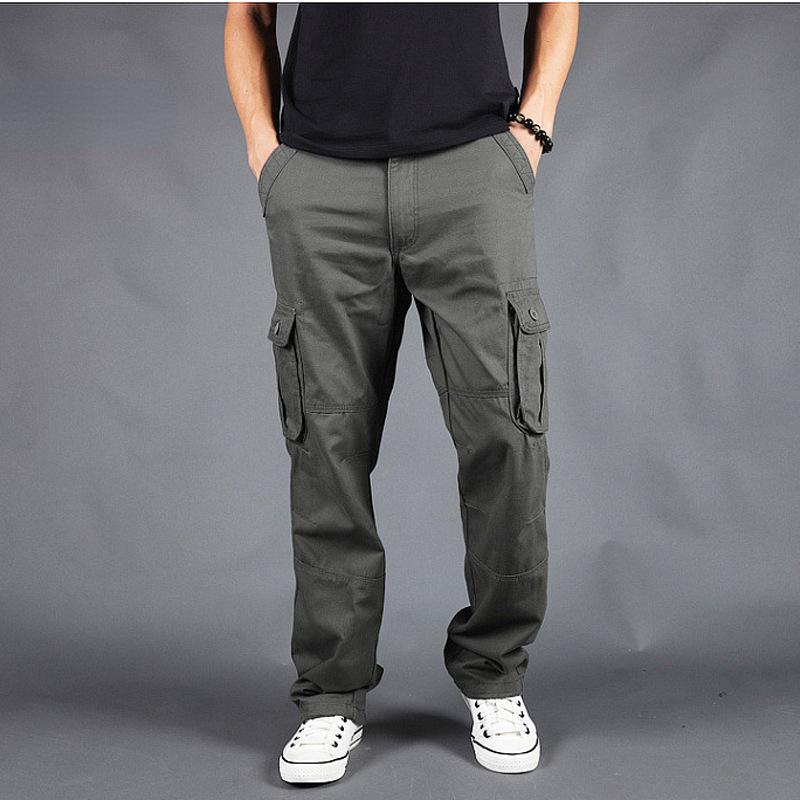 New Casual Trousers Multi-pocket Work Trousers Men's Loose Large Size Casual Trousers Spring and Autumn Thick Section Cotton Trousers