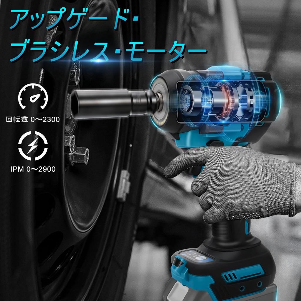 Ceritica Elektrický Rázový Maximální Točivý moment Bezkomutátorový Kompaktní Elektrický Kompatibilní s Makita Šroub Pneumatika Kolo Automatické LED Světlo Nabíječka Prodáváno Klíč,