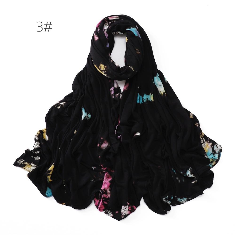 Plain Abstract Painting Modal Jersey Hijab Scarf Cotton Polyester Wrap Elastic Shawls Pashmina Foulards Ramadan Muslim Snood New