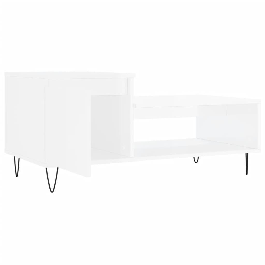 Coffee Table, High Gloss White, 100x50x45 Cm