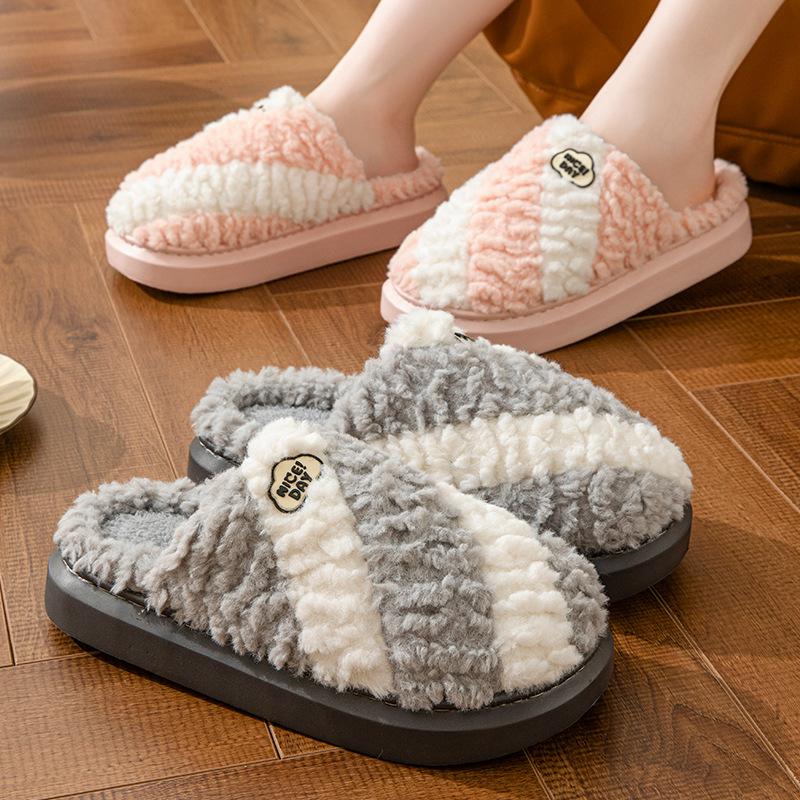 New cotton slippers autumn and winter non-slip and deodorant thick-soled couple slippers winter indoor home warm cotton slippers