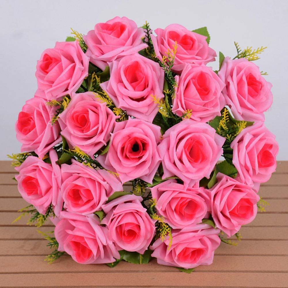 18 Heads Real Happy Flower 9 Colors Photography Photo Gift Natural Simulated Rose Mini Rose Flowers Decorative Home Decorative