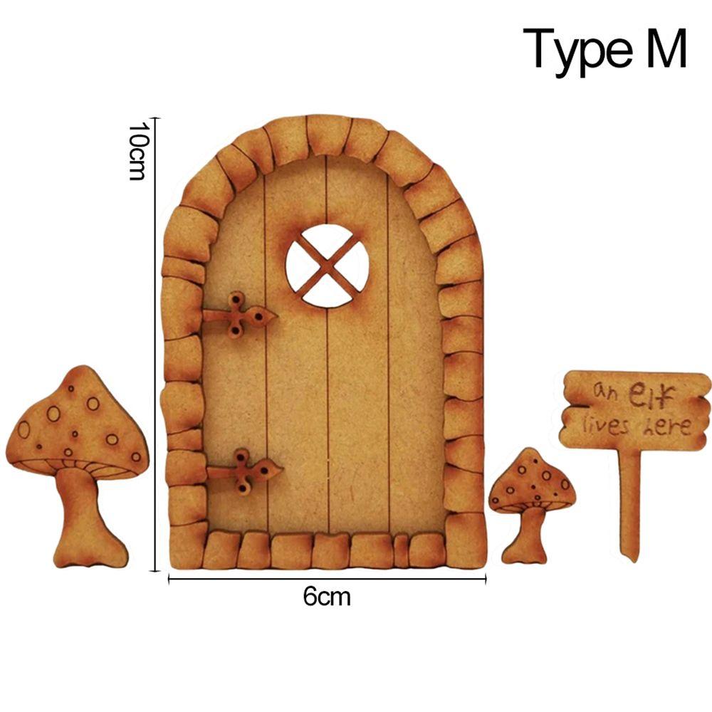 Miniature Fairy Gnome Door Figurines Vintage Wooden Elf Home Fairy Elf Door Kit For Yard Art Garden Tree Sculpture Statues Decor