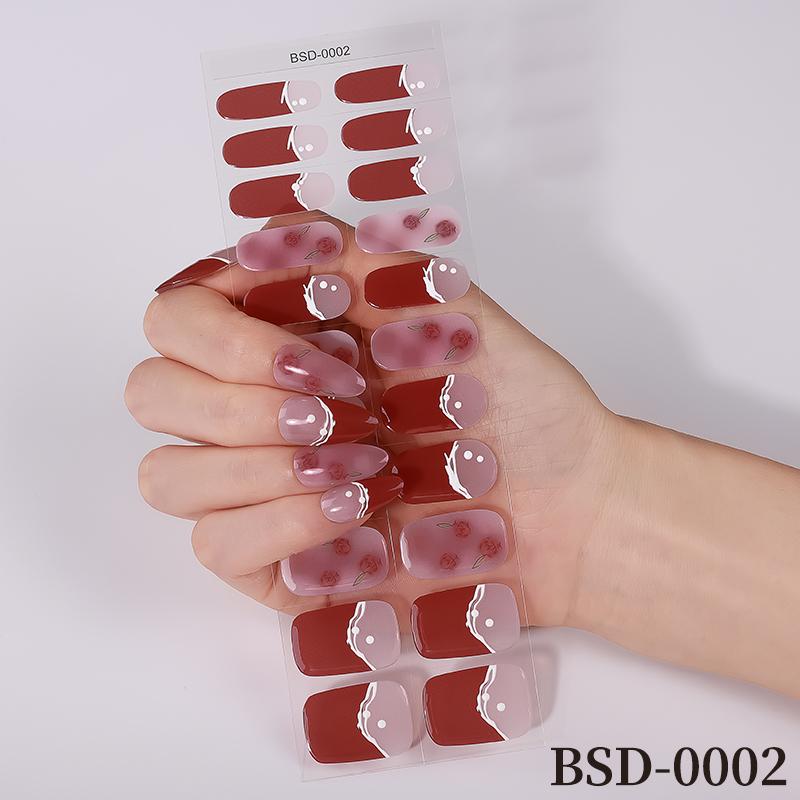22Tips Flowers Gel Nail Strips Full Cover 3D Fresh Floral Baking-Free Gel Nail Stickers DIY Manicure Decoration