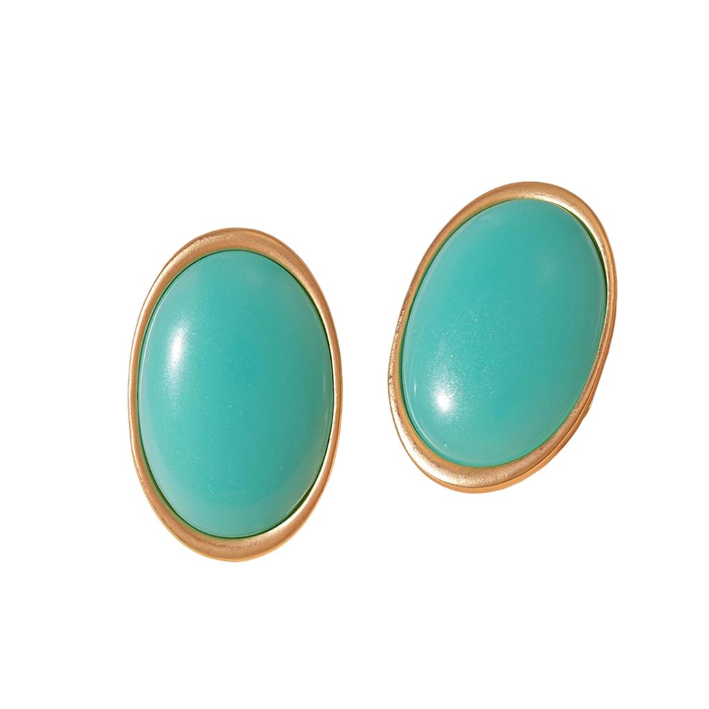 Retro Minimalist Oval Resin Earrings Comfortable Sterling Silver Posts Geometric Statement Jewelry