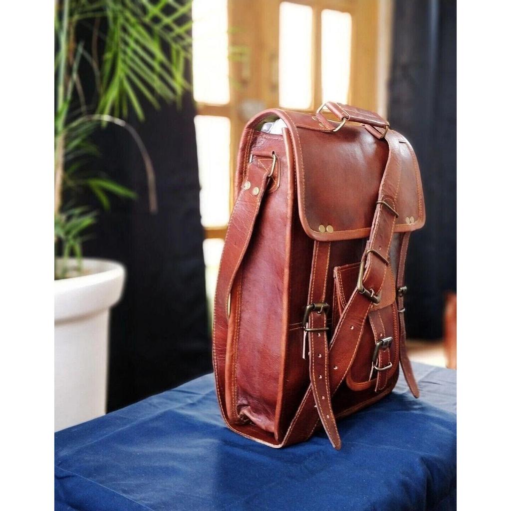 Bag Leather Messenger Shoulder Men's Vintage Brown Genuine Laptop Briefcase