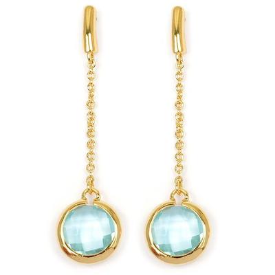 [L3047] - Vergoldete 'Linda' Aquamarin-Goldohrringe - 42x10 mm