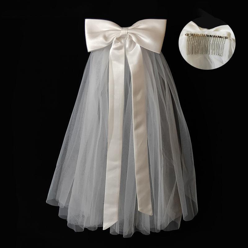 Bridal Woman Luminous Tulle Long Bachelorette Party Wedding  Ribbon Edge With Bowknot For Wedding Party