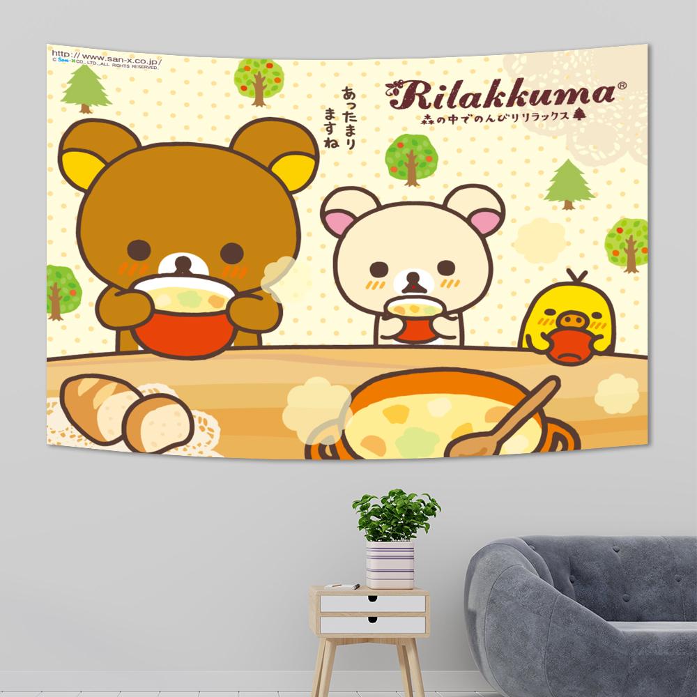 Cute Cartoon RRilakkuma Hippie Wall Hanging Tapestries Bohemian Wall Tapestries Mandala cheap INS Home Decor kawaii sakura