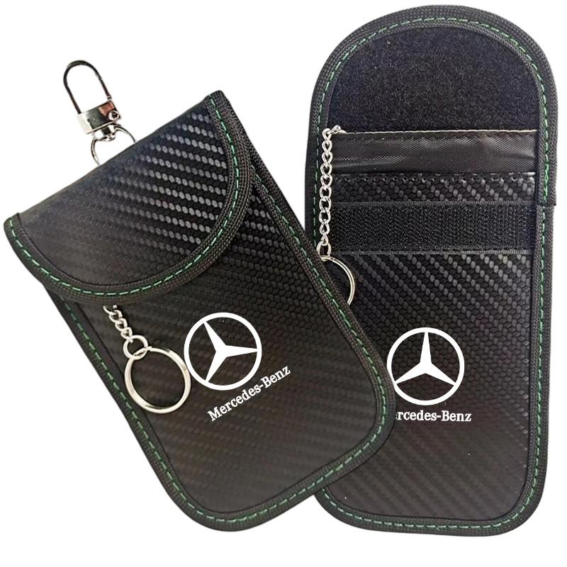 For Mercedes Benz W211 W203 W204 W210 W124 AMG W202 W212 W222 Car Key Case Signal Blocker Bag RFID Shielding Pocket Accessories NP1