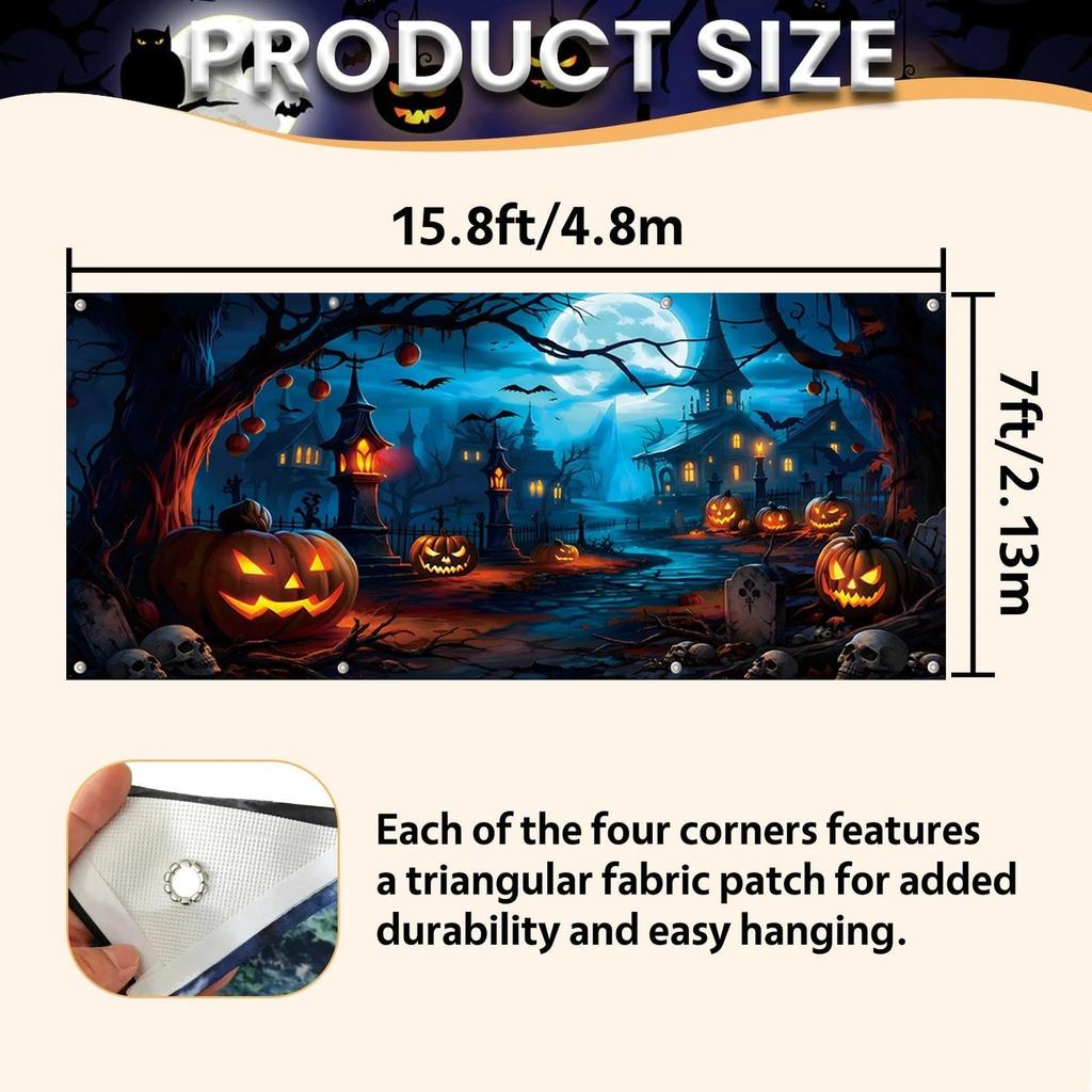481. Halloween Garage Door Cover 7x16FT, Large Hanging Backdrop for Outdoor Garage...
