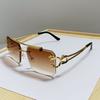 Rectangle Sunglasses for Men Women Rimless Square Shade Eyewear Frameless Vintage Square Glasses