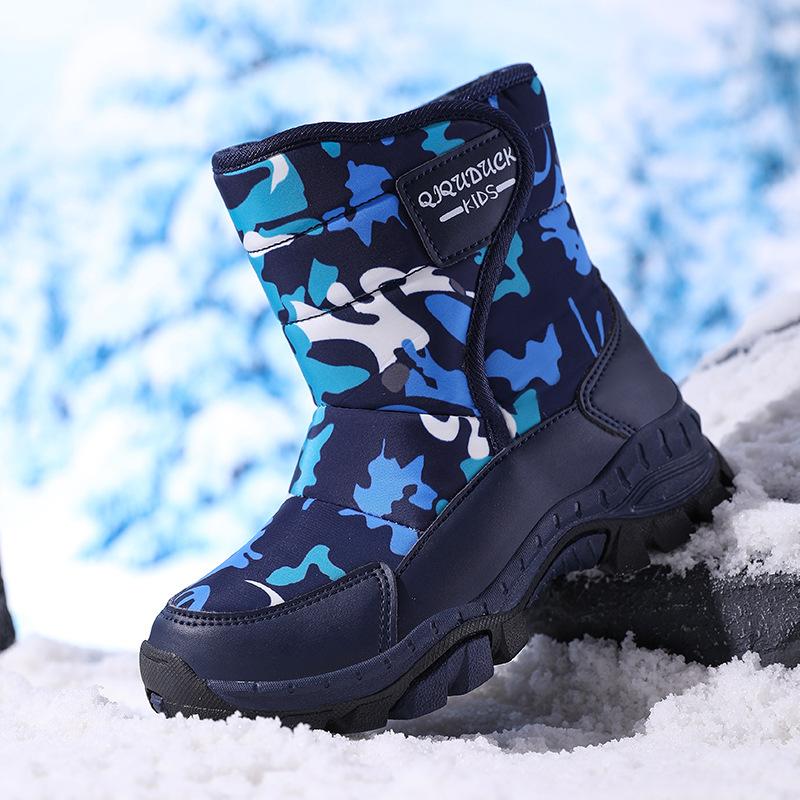 

Children s snow boots boys and girls cotton shoes 2025 winter new cotton thickened cold-proof boots with steel claws non-slip boots 40