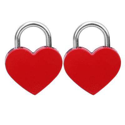 2 Ensembles Cadenas Cœur Métal Coloré Exquis Cadenas Fournitures d'Artisanat Ménager avec Clés 30x39mm