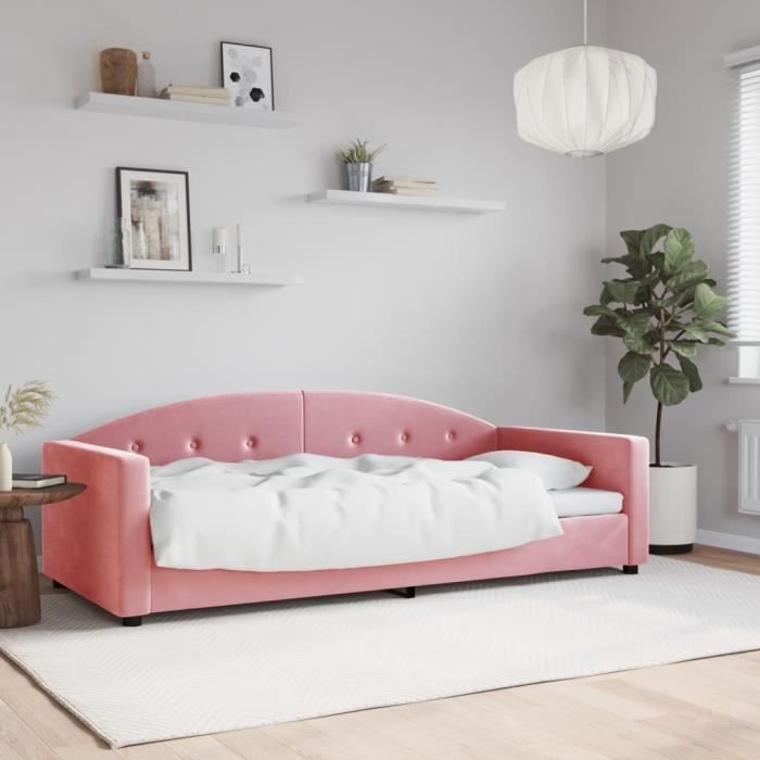 VidaXL Lit de repos rose 90x200 cm velours 354139