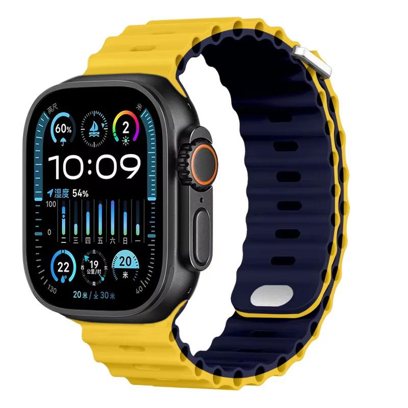 Silicone Ocean Strap For Apple Watch Band Ultra 3/2 49mm 46mm 45mm 42mm 44mm 41mm Sports Bracelet iWatch 11 10 9 8 7 6 5 SE band