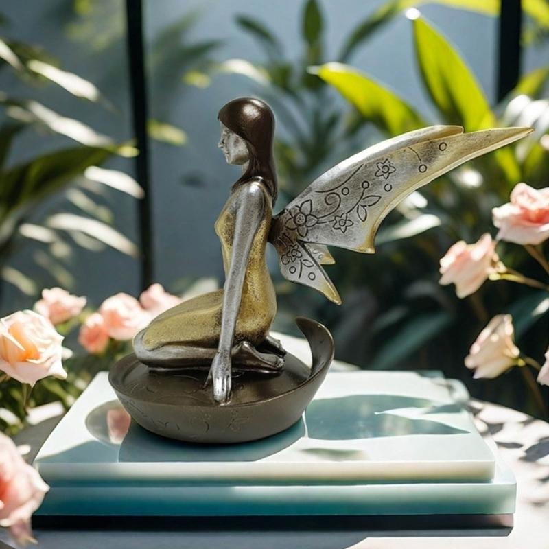 Resin Angelic Statue Flower Girl Decorative Ornament High Decorative Figurine for Christmas and Thanksgiving Day