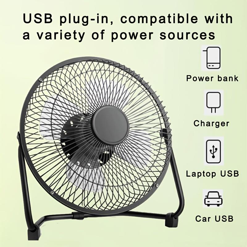 8" Desktop Portable Usb Electric Desktop Fan With 2 Adjustable Speeds, 4 Blades For Strong Airflow, And 360° Adjustable Angle